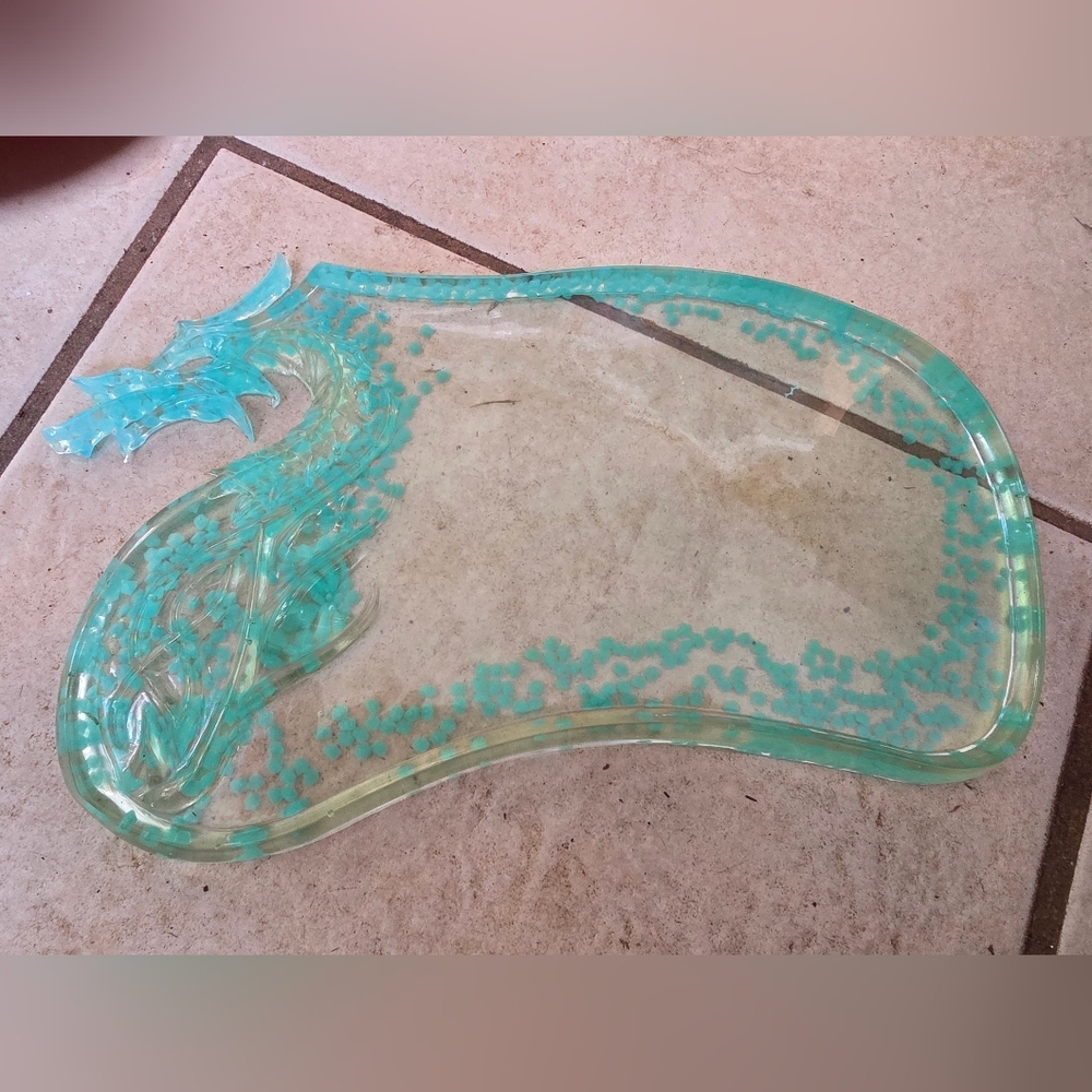 Teal Glow In The Dark Luminous Dragon Tray Chacuterie Board 10.5 X 6.5 Inch
